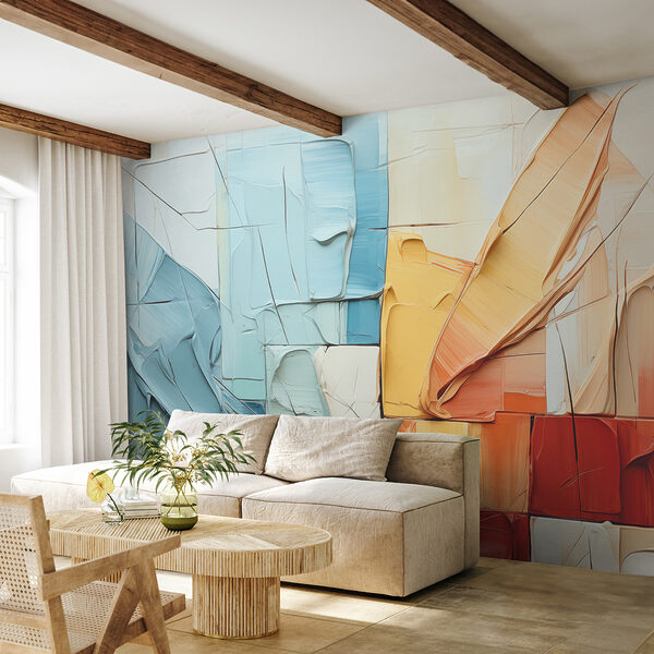 Um grande plano de uma pintura Um grande plano de uma pintura