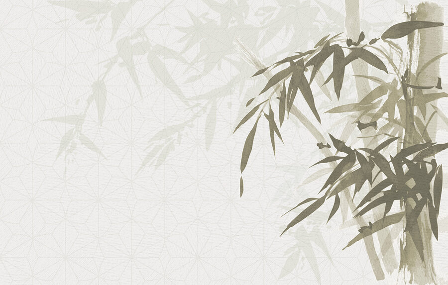 Papel de parede Folhas de bambu sobre um fundo branco - Image 3