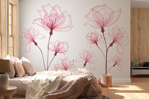 Papel de parede Papel de parede Um grupo de flores cor-de-rosa (REF: w00744)
