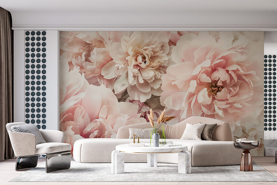 Um grupo de flores cor-de-rosa