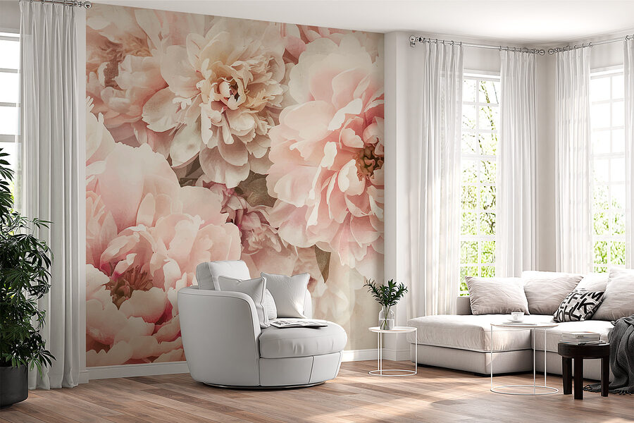 Um grupo de flores cor-de-rosa