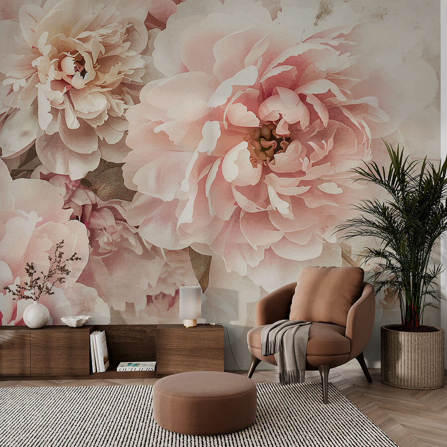 Um grupo de flores cor-de-rosa