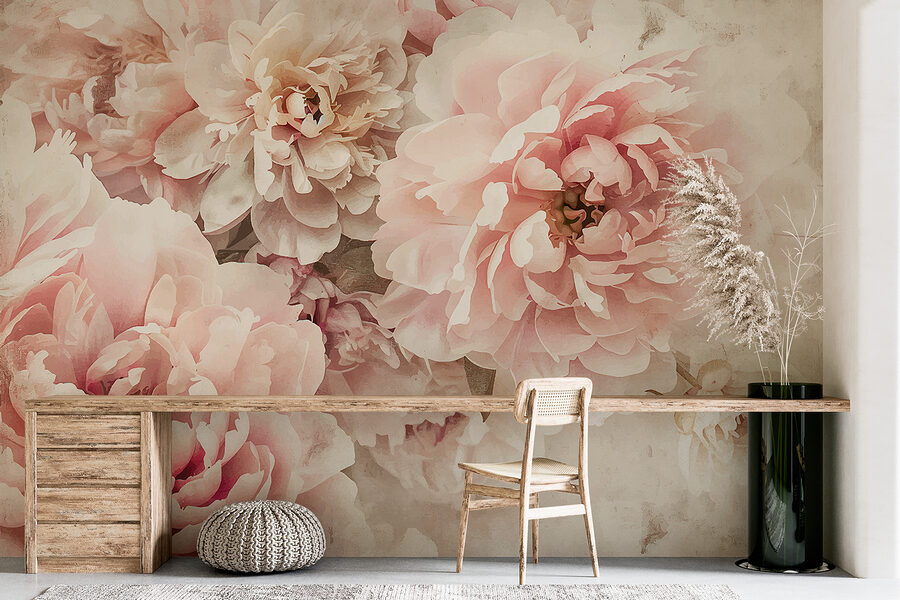 Um grupo de flores cor-de-rosa