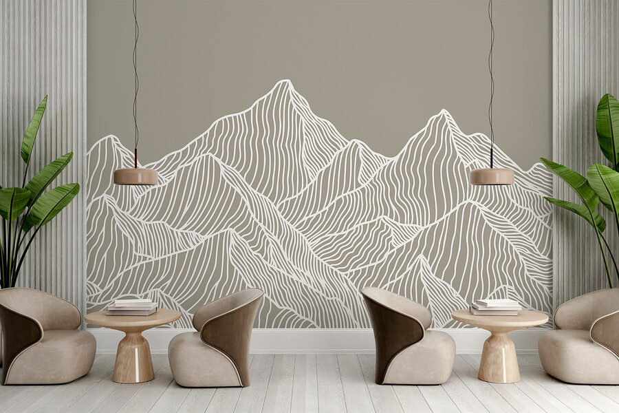 Papel de parede Uma arte de linhas brancas de montanhas - Image 2