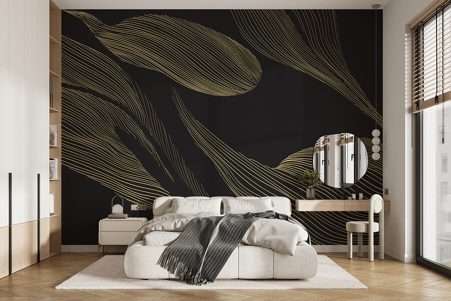 Papel de parede Um fundo preto com linhas amarelas