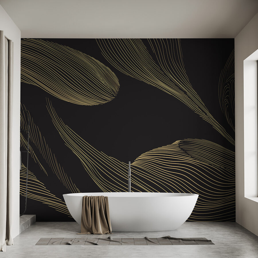 Papel de parede Um fundo preto com linhas amarelas - Image 2