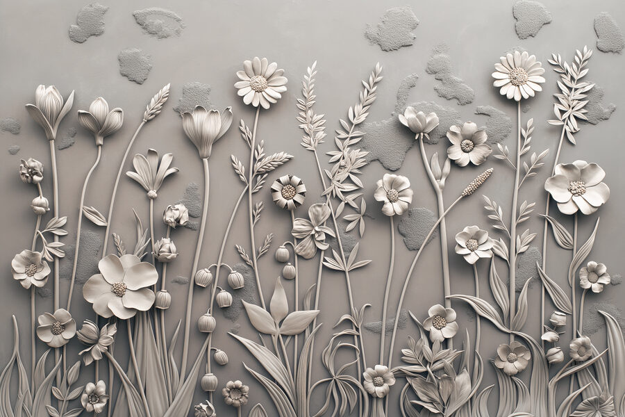 Papel de parede Um quadro de parede com flores e plantas - Image 4