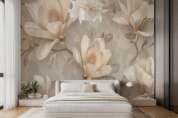 Um papel de parede com flores Um papel de parede com flores