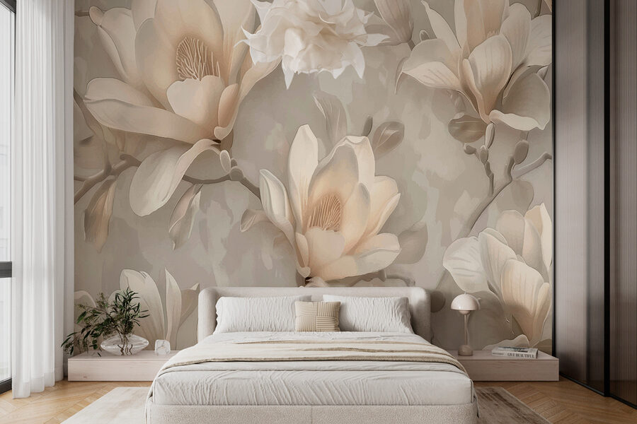 Um papel de parede com flores