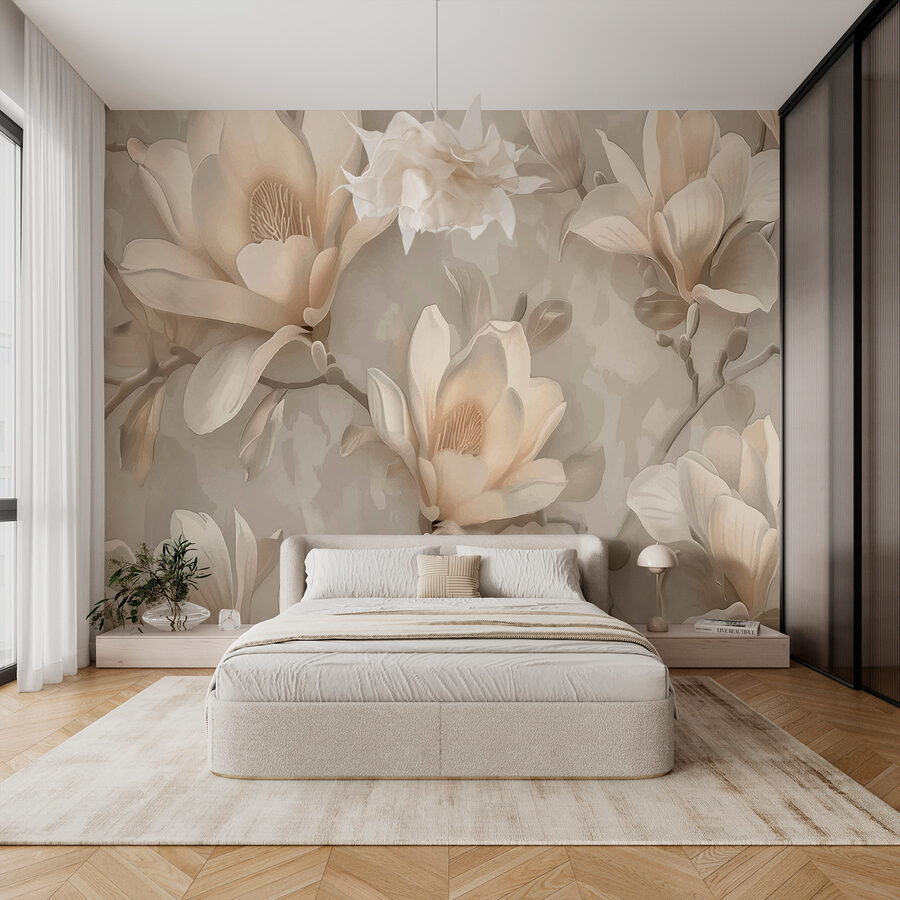 Um papel de parede com flores