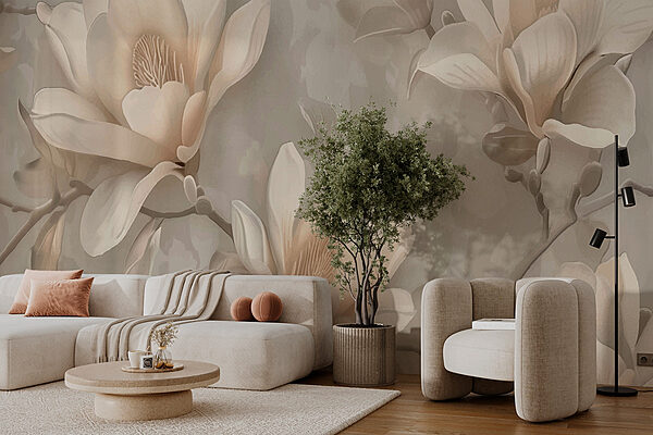 Um papel de parede com flores Um papel de parede com flores