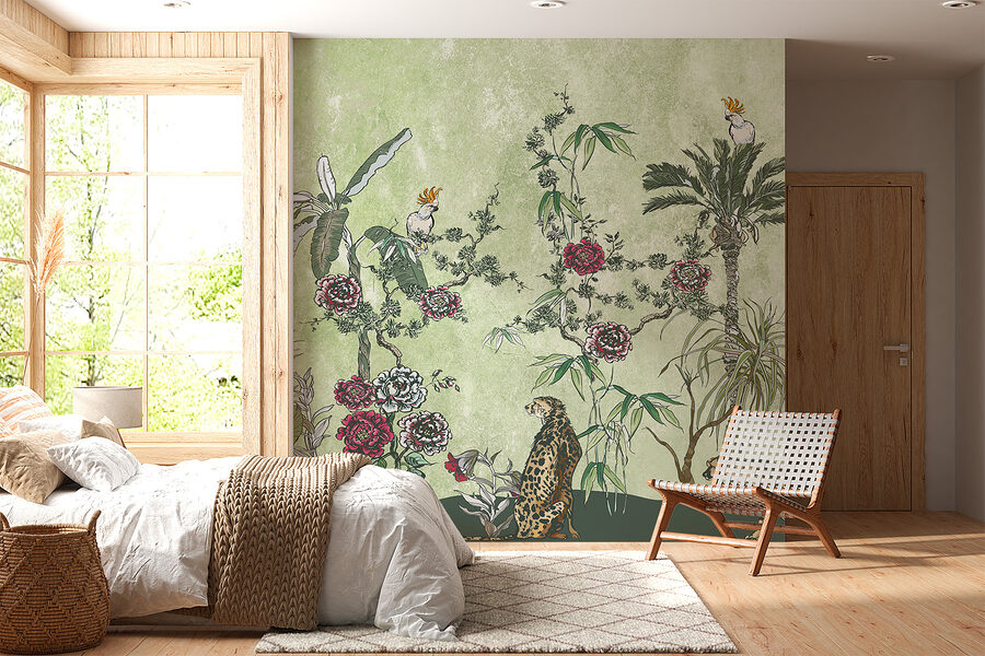 Papel de parede Uma pintura de plantas e flores
