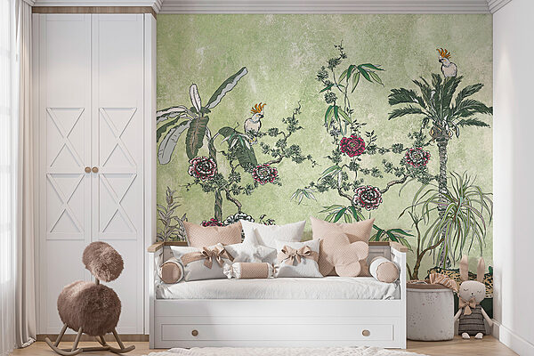 Uma pintura de plantas e flores Uma pintura de plantas e flores