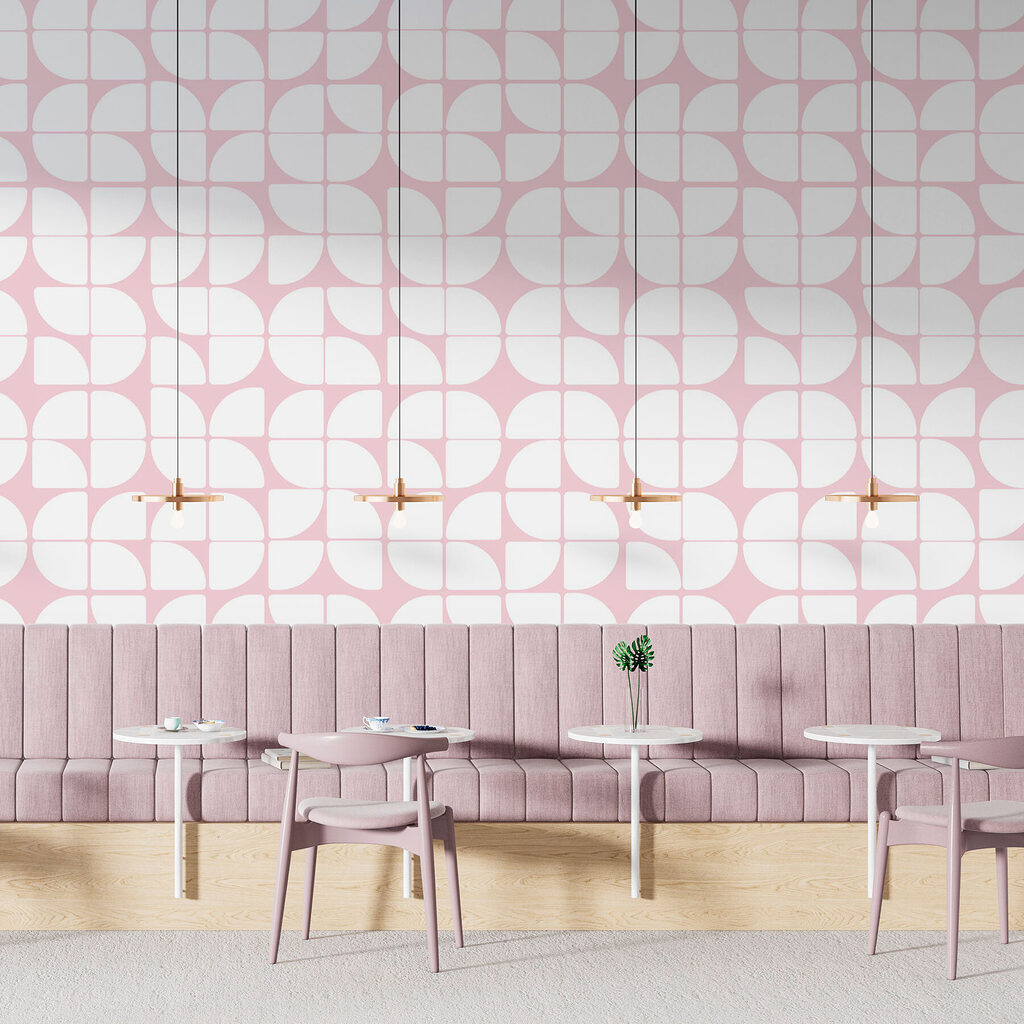 A pattern of white and pink circles