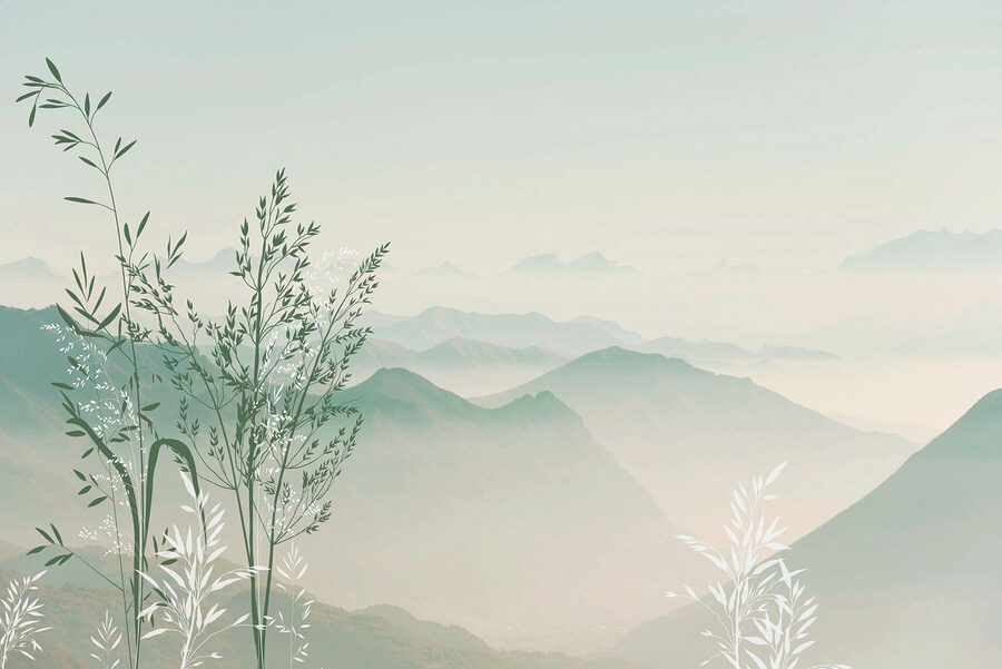 Papel de parede Uma paisagem com montanhas e árvores - Image 3