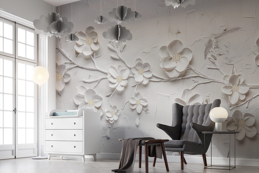 A white flowers on a white surface