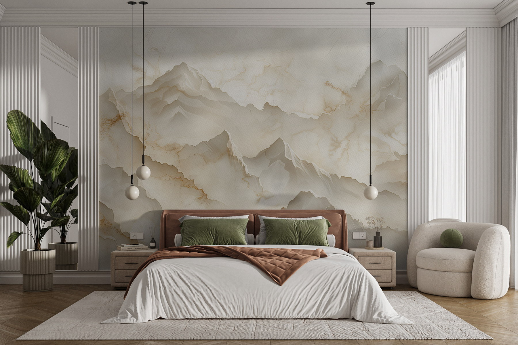 A white and brown marble