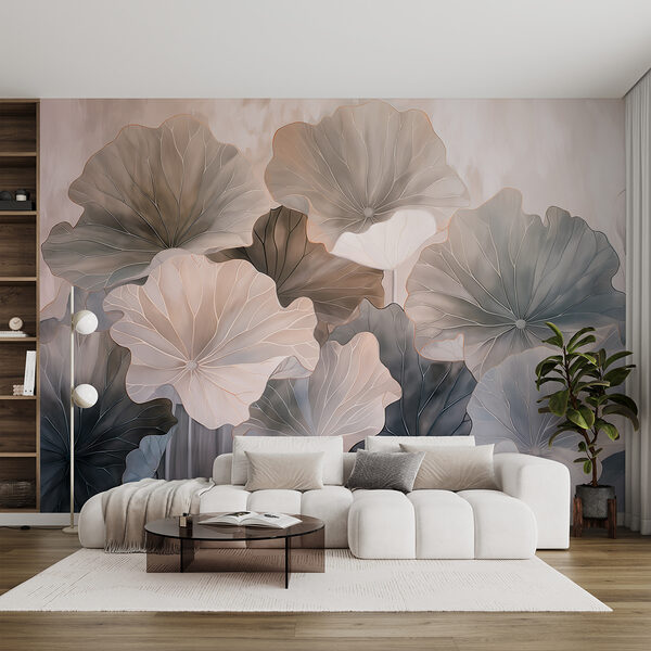 Um grupo de flores com folhas Um grupo de flores com folhas