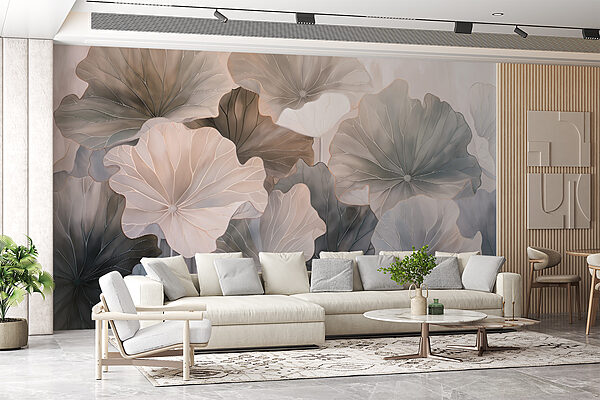 Um grupo de flores com folhas Um grupo de flores com folhas