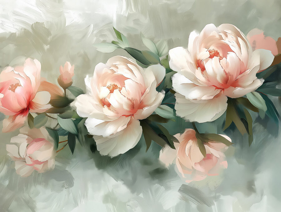 Um grupo de flores numa superfície branca