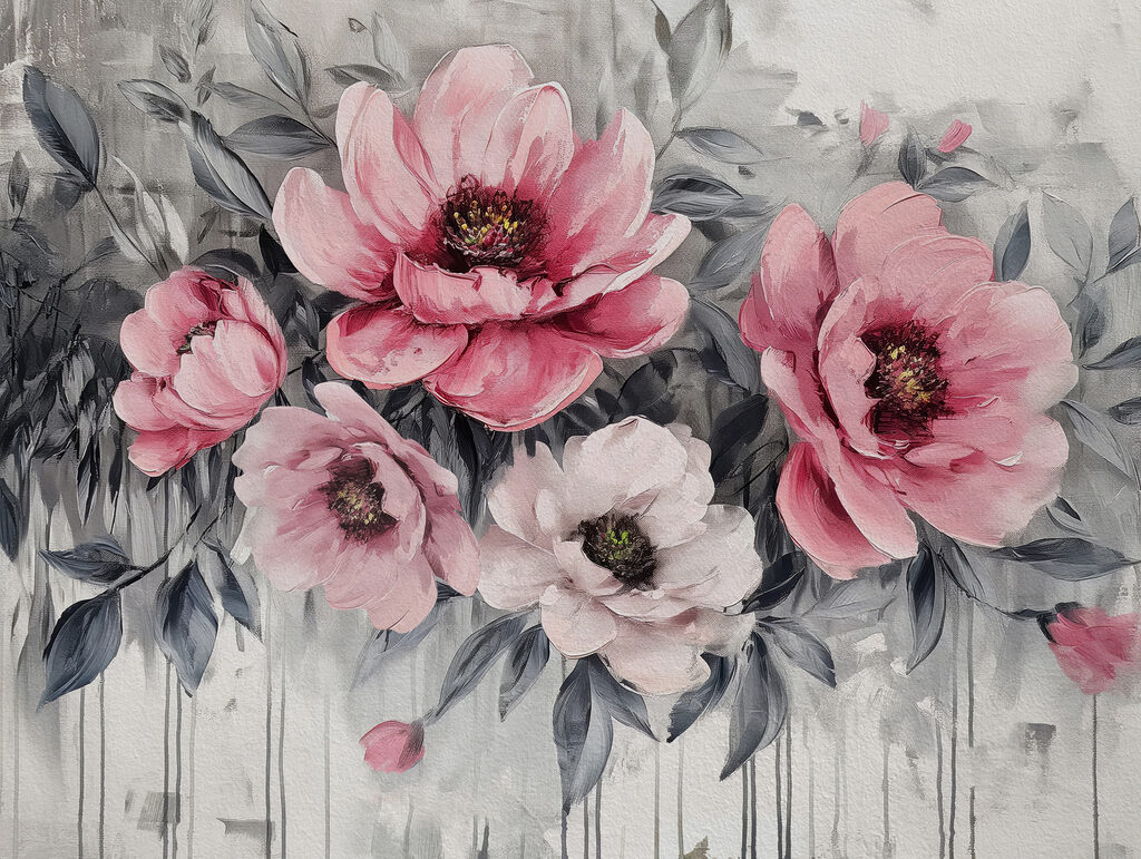 Uma pintura de flores cor-de-rosa Uma pintura de flores cor-de-rosa