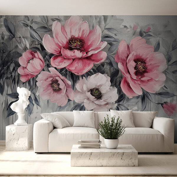 Uma pintura de flores cor-de-rosa Uma pintura de flores cor-de-rosa