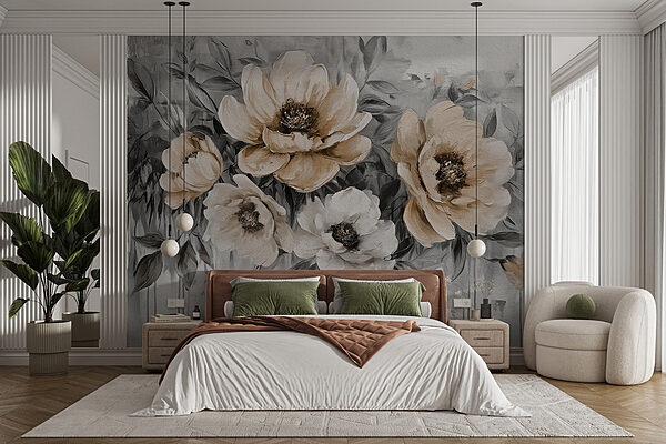 A painting of flowers on a white background