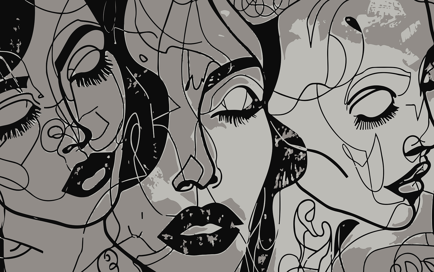 A black and white image of a woman's face