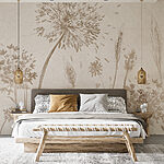 Papel de parede Desenho de dentes-de-leão e trigo