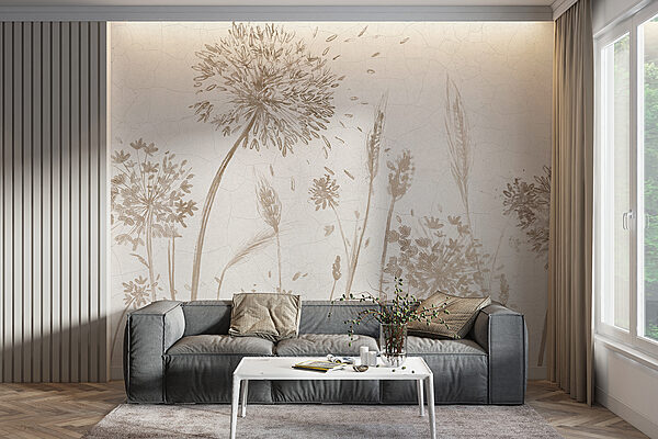 Drawing of dandelions and wheat