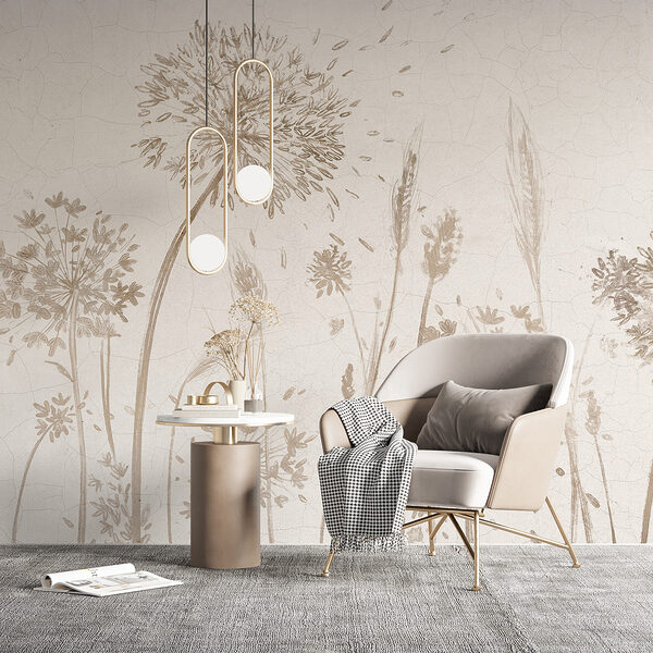 Drawing of dandelions and wheat