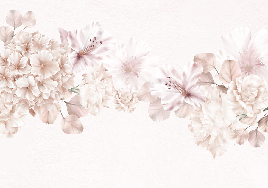 Grupo de flores sobre um fundo branco