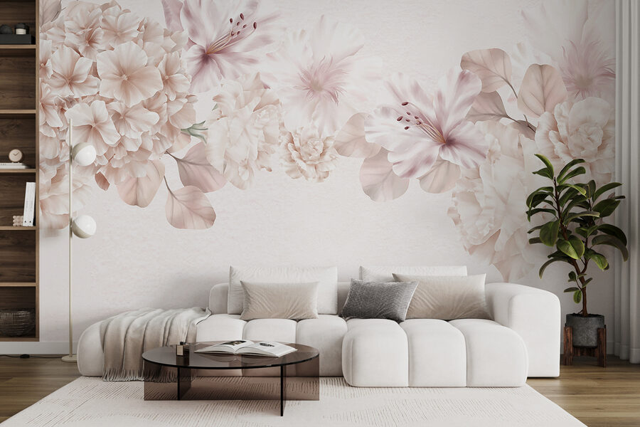 Grupo de flores sobre um fundo branco