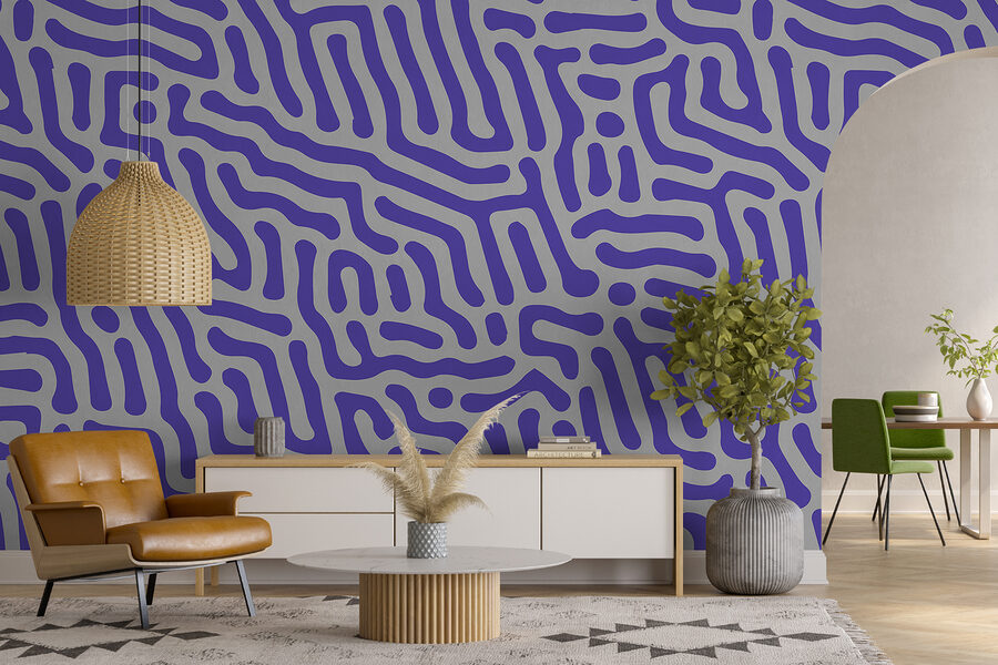 Papel de parede Padrão roxo e branco
