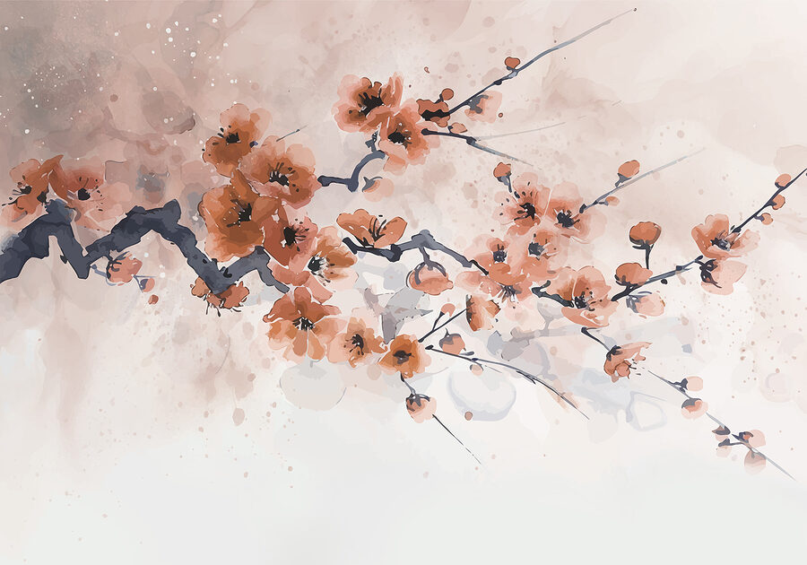 Pintura de um ramo com flores