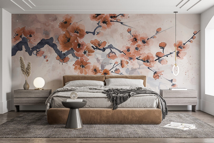 Pintura de um ramo com flores