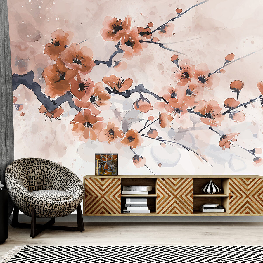 Pintura de um ramo com flores