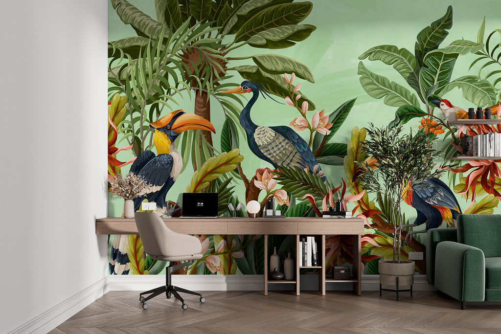 Group of birds and flowers Group of birds and flowers