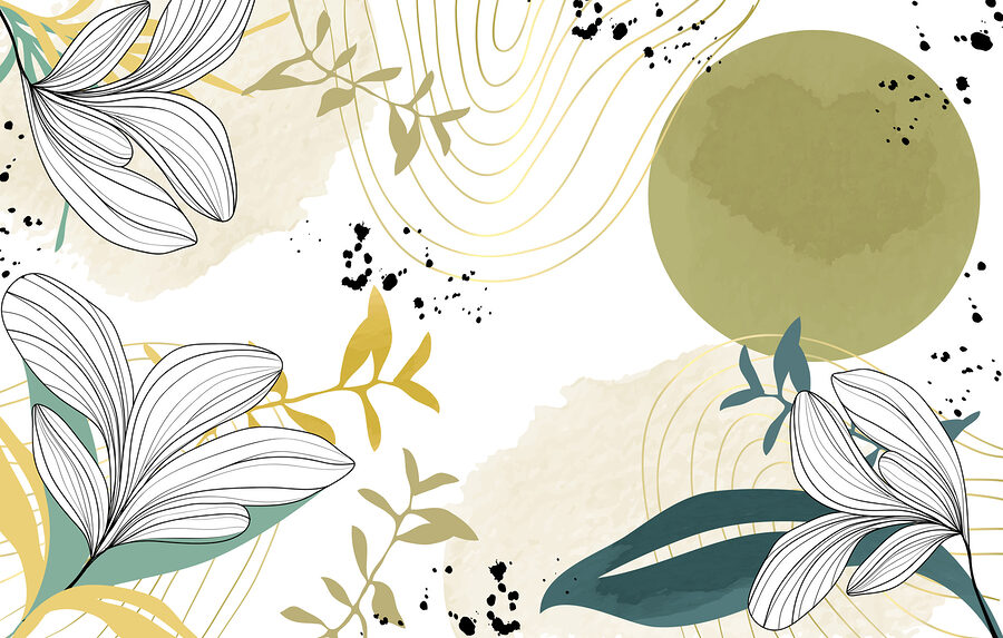 Desenho floral branco e verde