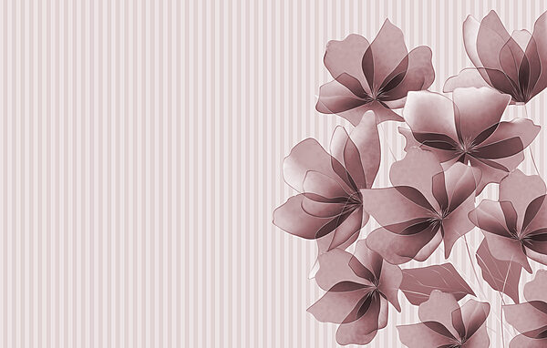 Grupo de flores sobre um fundo às riscas Grupo de flores sobre um fundo às riscas
