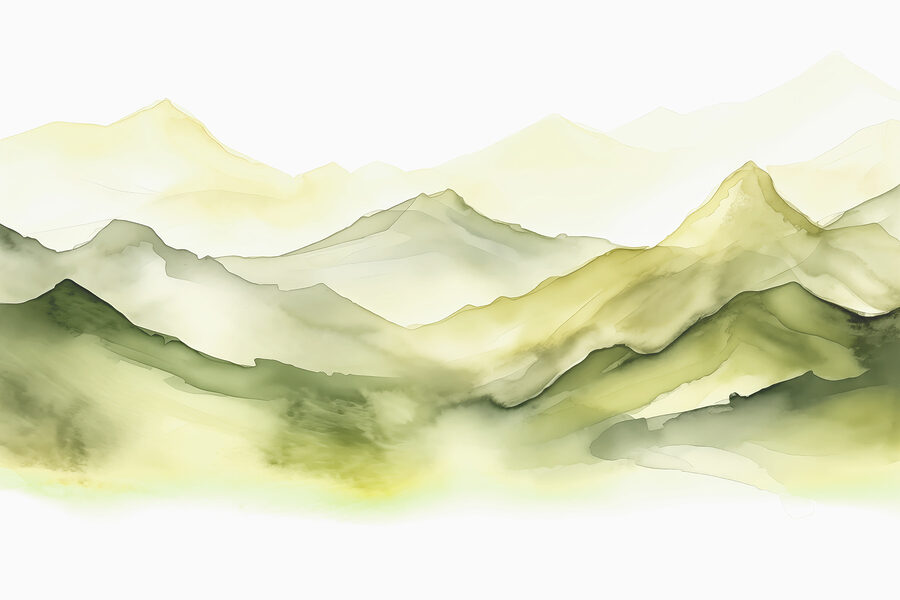 Pintura de uma cadeia de montanhas