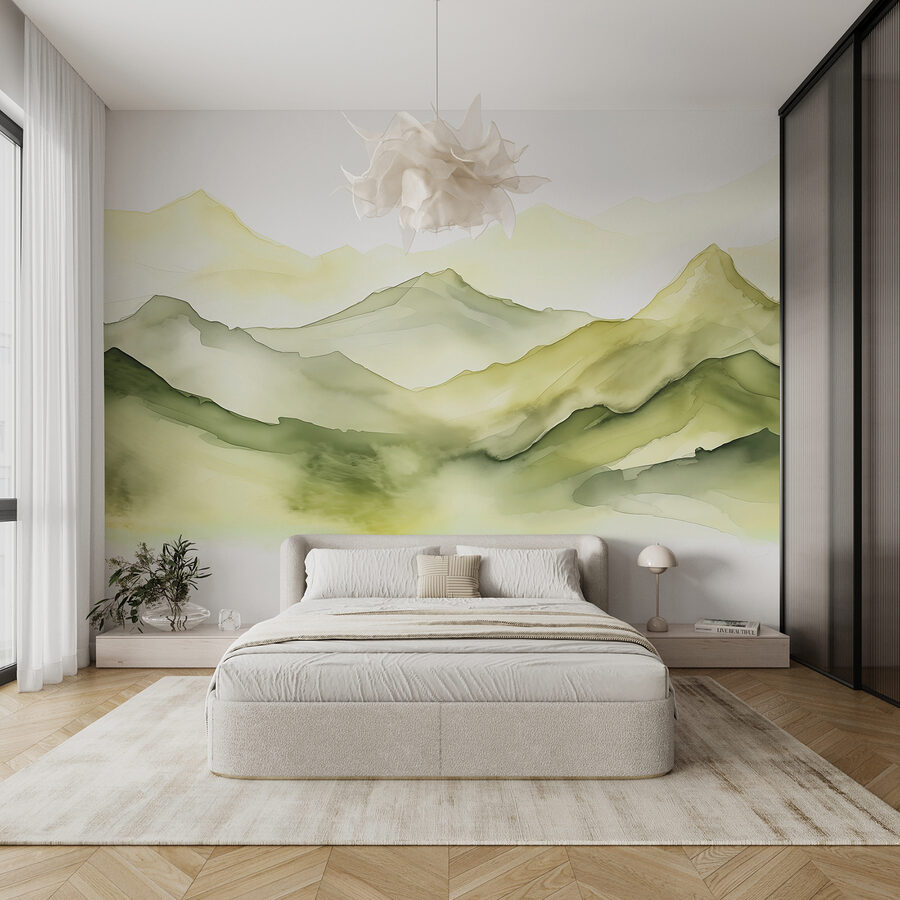 Pintura de uma cadeia de montanhas