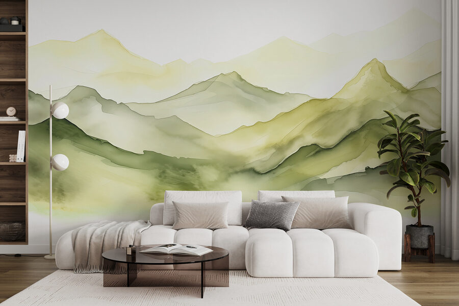 Pintura de uma cadeia de montanhas