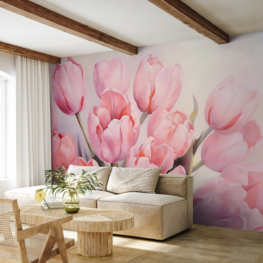 Grande plano de tulipas cor-de-rosa