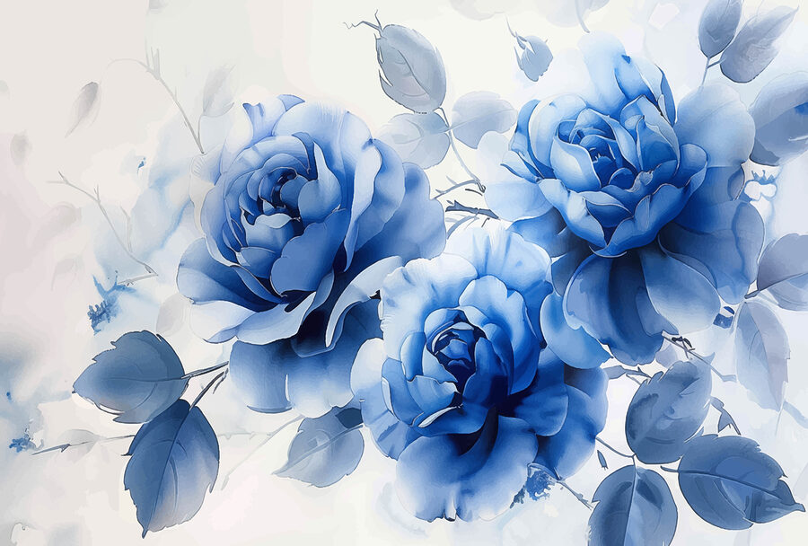 Grupo de flores azuis