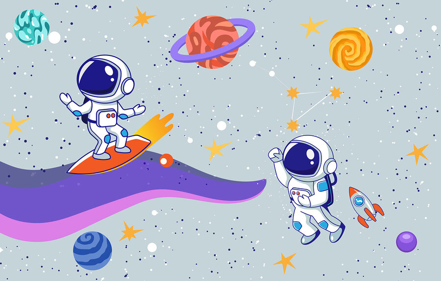 Papel de parede Desenho animado de astronautas no espaço - Image 4