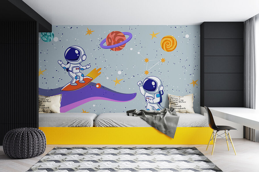 Papel de parede Desenho animado de astronautas no espaço - Image 2