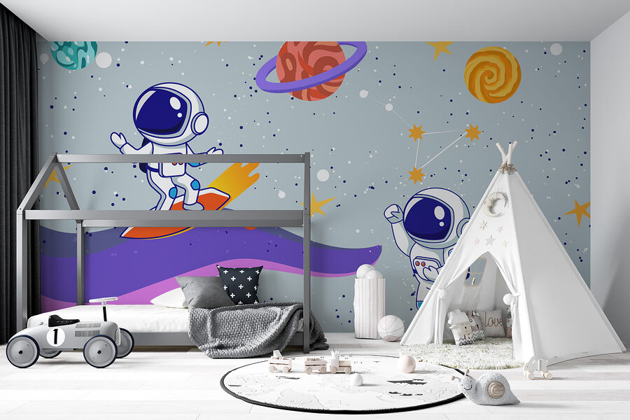 Papel de parede Desenho animado de astronautas no espaço - Image 3