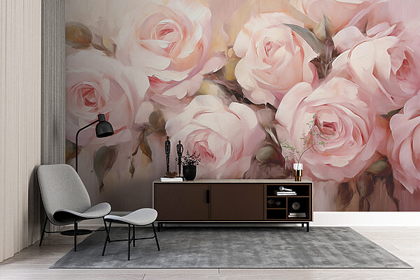 Pintura de rosas cor-de-rosa Pintura de rosas cor-de-rosa
