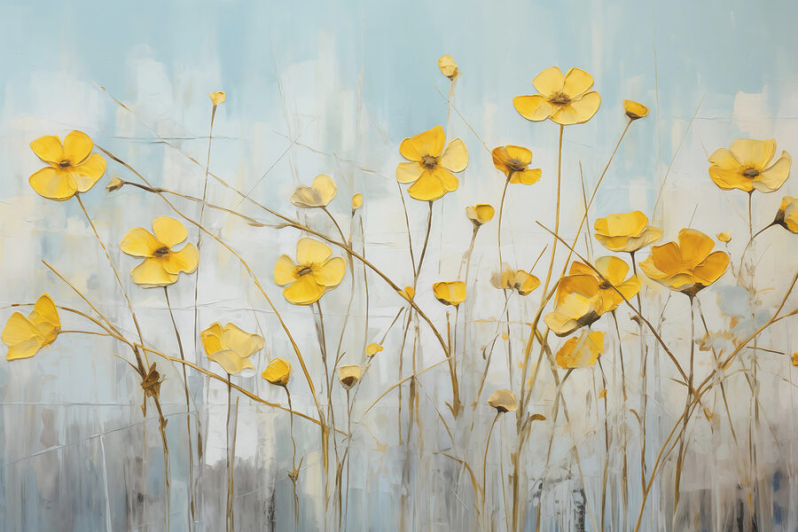 Pintura de flores amarelas